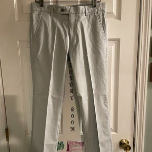 NEW Men's KANE & UNKE Grey Herringbone Dress Pants Chinos 31x32